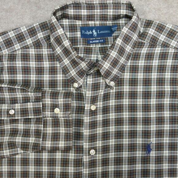 Polo Ralph Lauren Shirt Mens 2XL Brown Plaid Classic Fit Button Down Long Sleeve - Picture 1 of 13